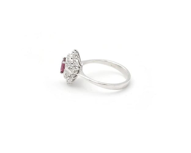 Bague Bague en or blanc 18 ct avec rubis 0,70 ct et diamants 58 Facettes 14196