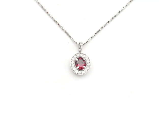 Collier Collier - Pendentif en or blanc 18 carats avec rubis 0,45 ct et diamants 58 Facettes 14483