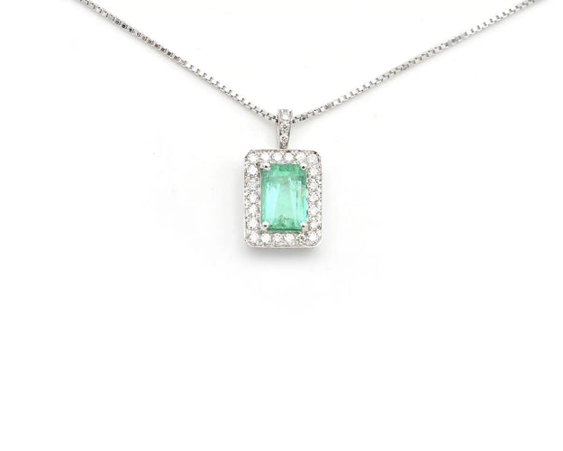 Collier Collier en or blanc 18 ct avec émeraude et diamants 58 Facettes 14501
