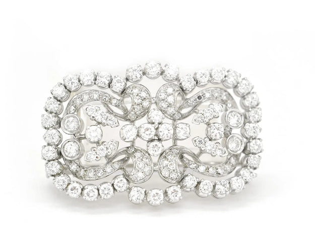 Broche Broche en or blanc 18 ct avec diamants 4,90 ct 58 Facettes 14694