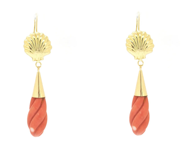 Boucles d'oreilles Boucles d’oreilles en or jaune 18 carats avec corail Momo 58 Facettes 14710