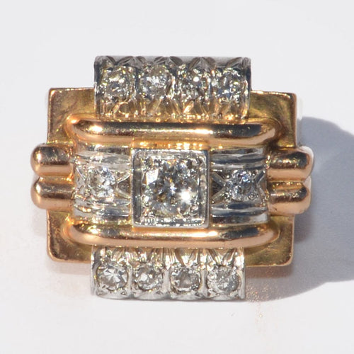 Bague 60 Bague tank en platine sertie de diamants 58 Facettes 1