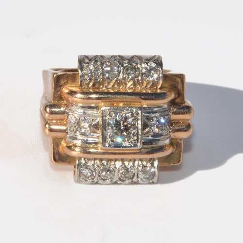 Bague 60 Bague tank en platine sertie de diamants 58 Facettes 1