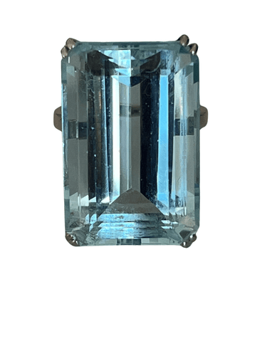 Bague 52 Bague or blanc Aigue-Marine 58 Facettes 5703