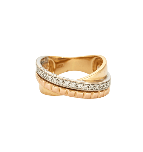 Bague 52 Bague en or jaune et or gris diamants 58 Facettes DV3337-4