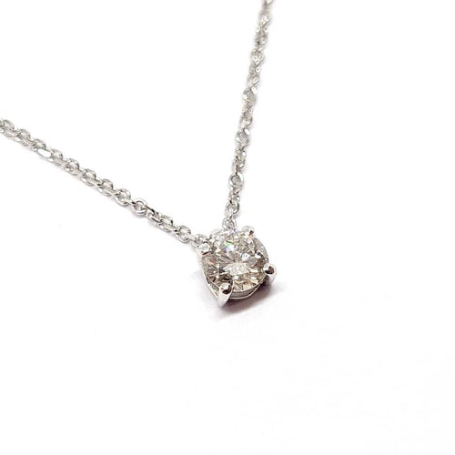 Collier Collier solitaire diamant or blanc 58 Facettes