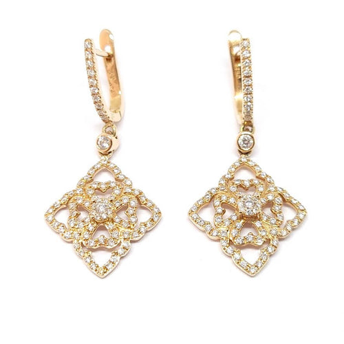 Boucles d'oreilles Pendants d'oreilles dentelle diamants or rose 58 Facettes