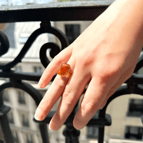 Bague 53 Bague citrine taille émeraude en or jaune 18K 58 Facettes REF2373-95
