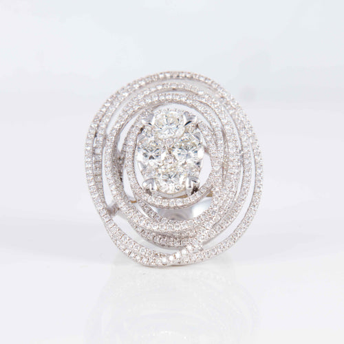 Bague 52 Bague Or Blanc Spirale Diamants 58 Facettes