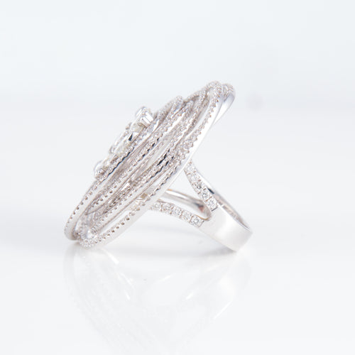 Bague 52 Bague Or Blanc Spirale Diamants 58 Facettes