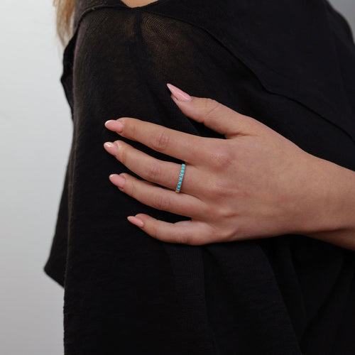 Bague Bague vintage en or jaune 14k avec turquoises 58 Facettes 2507016