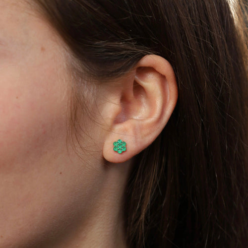 Boucles d'oreilles Boucles d’oreilles fleur vintage en or 14k et émeraudes 58 Facettes 2601023