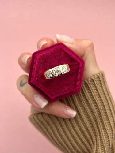 Bague 55 Bague gypsy en or rose 18 carats et diamants taille coussin 58 Facettes 1