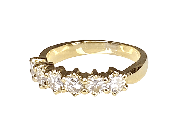 Bague 52 Demi alliance or jaune 6 diamants 58 Facettes AB342