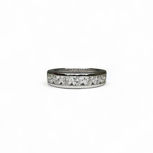 Bague 54 Demi-alliance - Bague en or blanc 18k sertie de diamants 58 Facettes