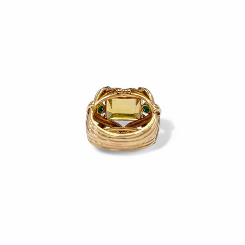 Bague 53 Bague cocktail en or jaune 18k, citrine et turquoises 58 Facettes