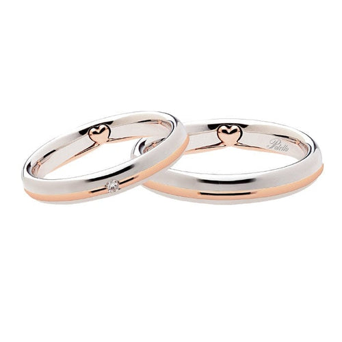 Bague Polello - Bague (fede) en or blanc et rose avec diamant 0,02 ct 58 Facettes G1144B