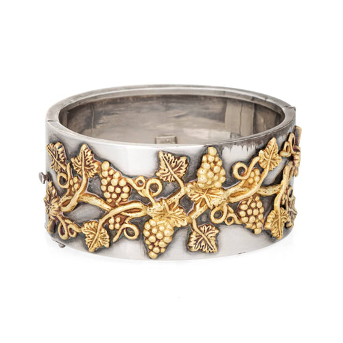 Bracelet Ilias Lalaounis - Bracelet manchette feuille de vigne en argent et or jaune 18 carats 58 Facettes G14121