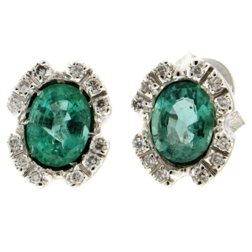 Boucles d'oreilles Guidetti - Boucles d'oreilles en or blanc avec émeraudes et diamants 58 Facettes G1567