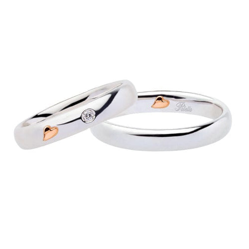 Bague Polello - Bague alliance en or blanc et rose avec diamant taille brillant 58 Facettes G2038B