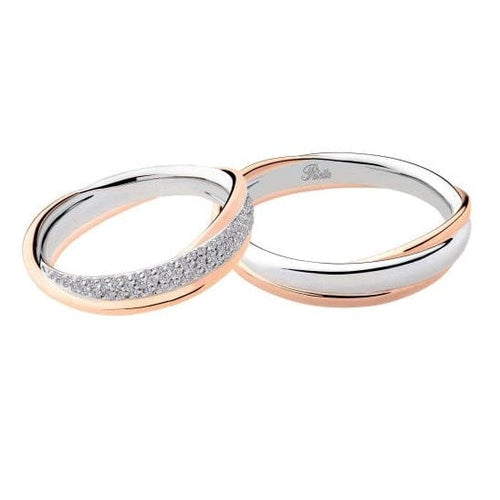 Bague Polello - Bague alliance en or blanc et or rose 58 Facettes G2882