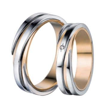 Bague Polello - Bague Fede en or blanc et jaune avec diamant brillant 58 Facettes G31B