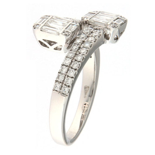 Bague Guidetti - Bague contrariée en or blanc avec diamants 58 Facettes G3141
