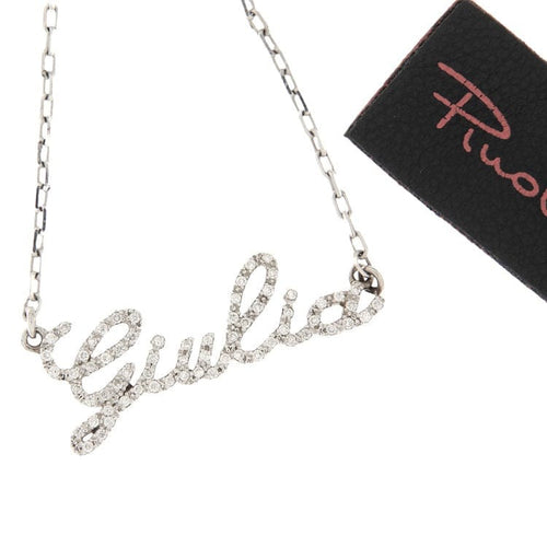 Collier Pinomarino - Collier prénom Giulia en or blanc 18 kt et diamants 58 Facettes G3283