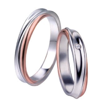 Bague Polello - Alliance en or blanc et or rose 58 Facettes G33