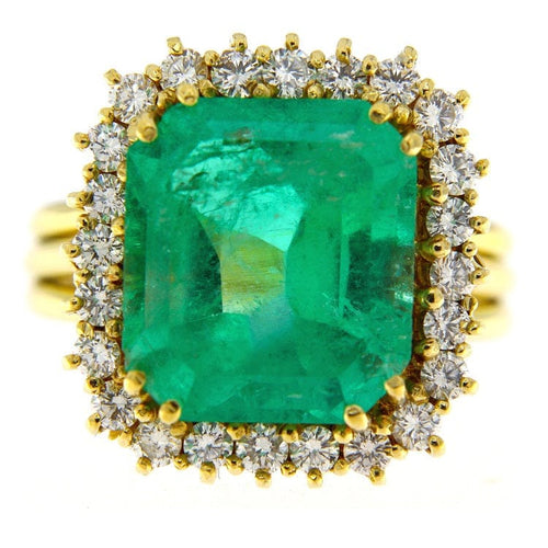Bague Bague en or jaune avec émeraude 7,36 ct et diamants 58 Facettes G3606