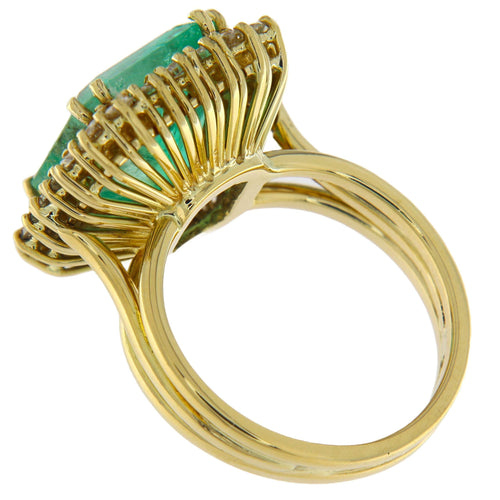 Bague Bague en or jaune avec émeraude 7,36 ct et diamants 58 Facettes G3606