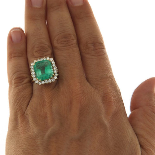 Bague Bague en or jaune avec émeraude 7,36 ct et diamants 58 Facettes G3606