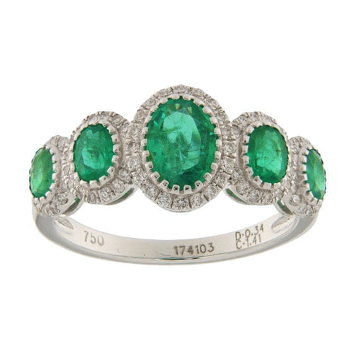 Bague Guidetti - Bague alliance en or blanc avec émeraudes et diamants 58 Facettes G3662