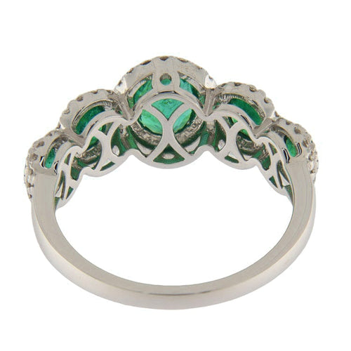 Bague Guidetti - Bague alliance en or blanc avec émeraudes et diamants 58 Facettes G3662