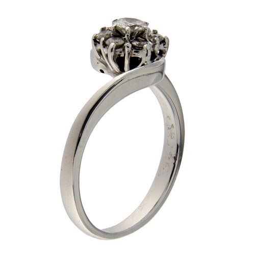 Bague 59 Bague fleur en or blanc 18 ct et diamants taille brillant 58 Facettes G3693