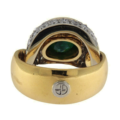 Bague 52 Gino Fontana - Bague vintage en or jaune et blanc avec émeraude et diamants 58 Facettes G3731