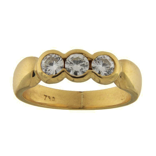 Bague 53.5 Bague trilogie vintage en or jaune 18k avec diamants 58 Facettes G3736