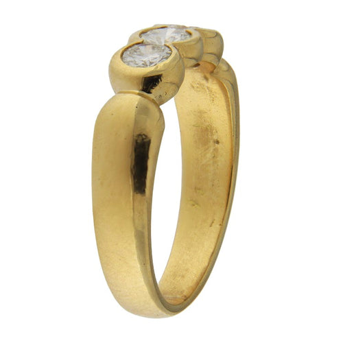 Bague 53.5 Bague trilogie vintage en or jaune 18k avec diamants 58 Facettes G3736