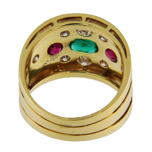 Bague Bague en or jaune 750 avec diamants, rubis et émeraude 58 Facettes G3748