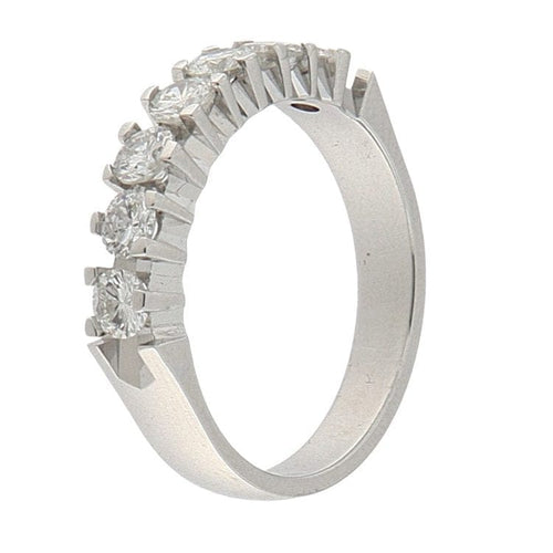 Bague 54.5 Bague alliance vintage en or blanc 18 ct et diamants 58 Facettes G3783