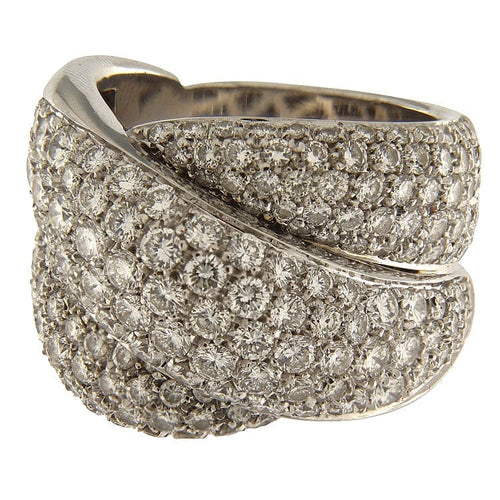 Bague 54 Bague en or blanc 18 carats pavée de diamants 4,51 ct 58 Facettes G3802