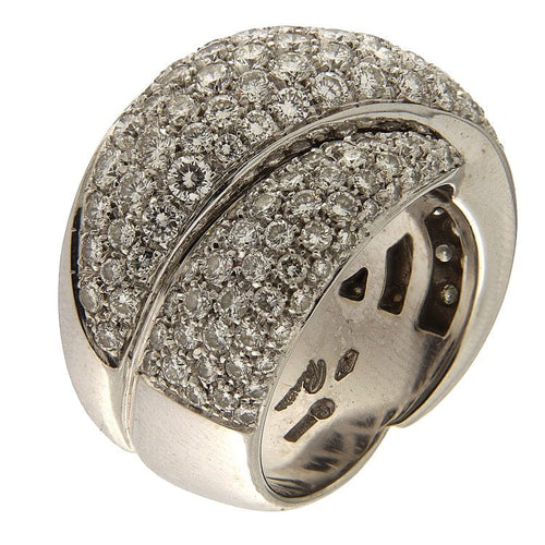 Bague 54 Bague en or blanc 18 carats pavée de diamants 4,51 ct 58 Facettes G3802