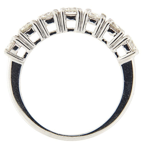 Bague 55 Alliance en or blanc 18 kt avec 7 diamants taille brillant 1,42 ct 58 Facettes G3828