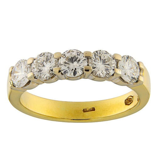Bague 55 Bague - Or jaune et blanc avec 5 diamants taille brillant 1,54 ct 58 Facettes G3829