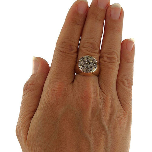 Bague 57 Bague bombée vintage en or rose 18 kt avec diamants taille rose 1,82 ct 58 Facettes G3846