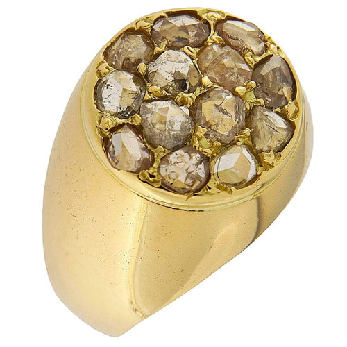 Bague 57 Bague bombée vintage en or rose 18 kt avec diamants taille rose 1,82 ct 58 Facettes G3846