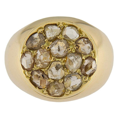 Bague 57 Bague bombée vintage en or rose 18 kt avec diamants taille rose 1,82 ct 58 Facettes G3846