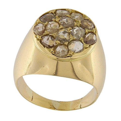 Bague 57 Bague bombée vintage en or rose 18 kt avec diamants taille rose 1,82 ct 58 Facettes G3846