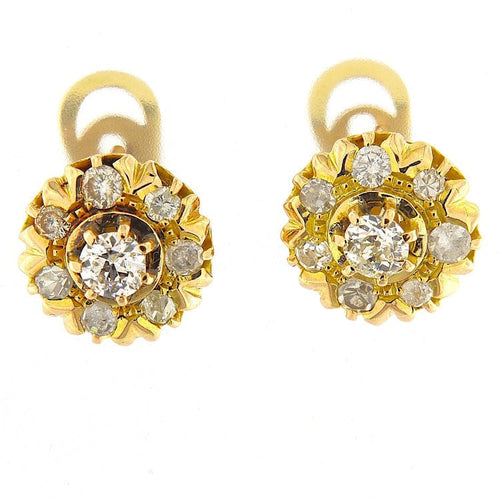 Boucles d'oreilles Boucles d’oreilles rondes en or jaune avec diamants 1,44 ct 58 Facettes G3868