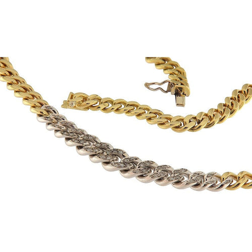Collier Collier ras-de-cou vintage en or jaune et blanc 18 kt et diamants 58 Facettes G3887